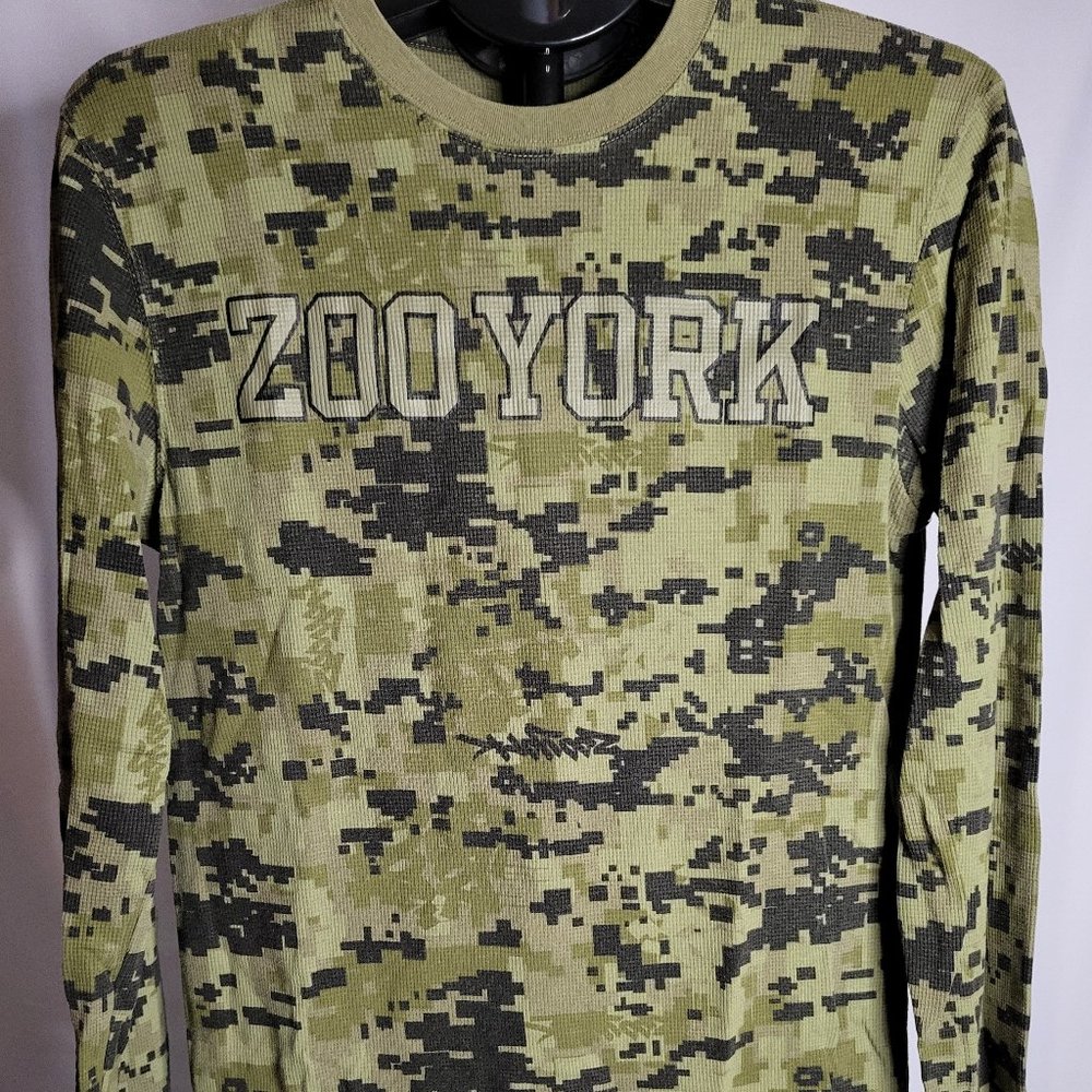 Zoo York Mens Long Sleeve Size Large Camo Black & Green Cotton/Poly - 1008